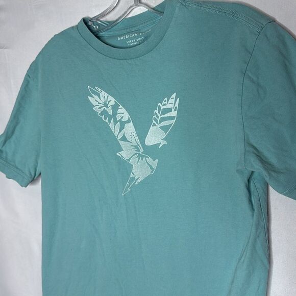 American Eagle Outfitters Men's Teal Graphic T-Shirt. Size Small. - Picture 2 of 5